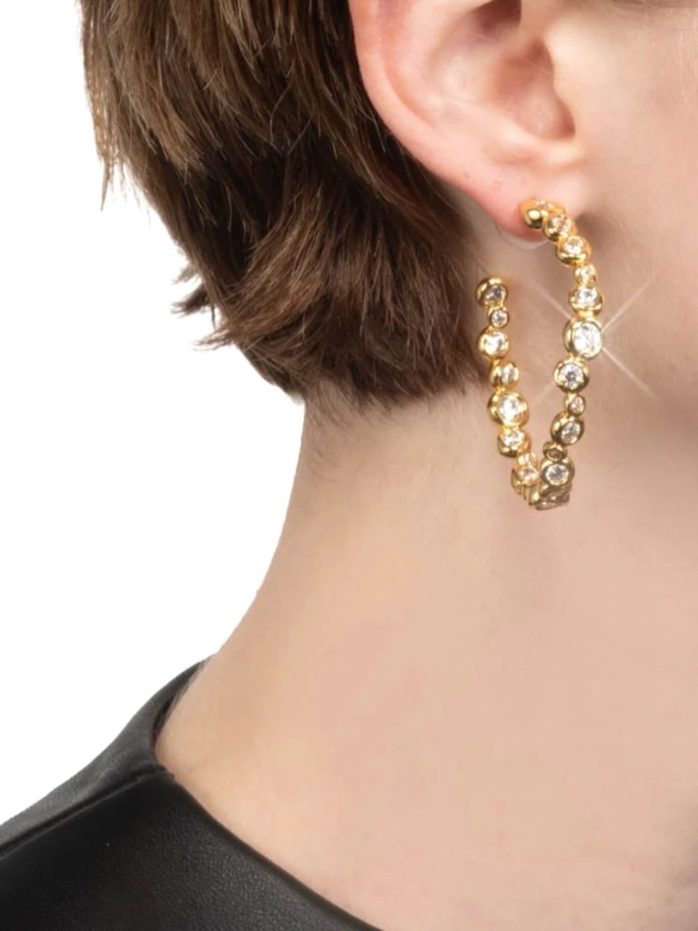 NEW Alexis Bittar Asterales Gold Large Hoop Earrings JL11